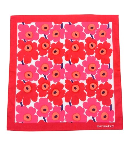 [マリメッコ] marimekko MiniUnikko スカーフ（ホワイト/レッド）