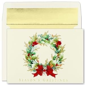 Wreath Foliage Holiday Cards -