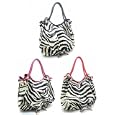 X-Large Zebra Print Leather Lk Urban Hobo Handbag