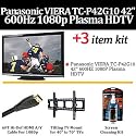 Brand New Panasonic VIERA TC-P42G10 42" 600HZ 1080P Plasma HDTV With Essential Viera Accessory Kit Includes Super Flat Tilting Wall Mount + Hi Speed HDMI Cables + LCD Screen Cleaner + Free Ship