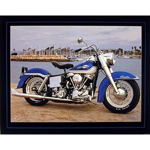 65 Blue Harley Davidson Motorcycle Art Print POSTER - 20
