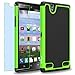 ZTE Lever LTE / Z936L Case, INNOVAA Smart Grid Defender Armor Case W/ Free Screen Protector & Touch Screen Stylus Pen - Black/Green