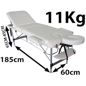LIGHTWEIGHT PROFESSIONAL MAYFAIR ALUMINIUM 11Kg - CREAM 3-SECTION PORTABLE MASSAGE TABLE COUCH BED SPA WITH FREE MASSAGE TABLE COVER 5cm/2"HIGH DENSITY F0AM
