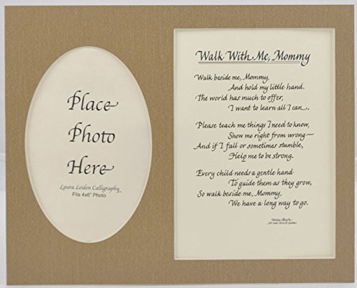 Walk with Me Mommy Picture Frame with Poem 8x10 Dad Gift From Child Son Daughter Father - Several Frame and Mat Color Options (8x10 Burlap Mat Only)