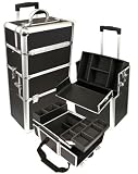  : Pro Black Rolling Aluminum Makeup Case w/ Dividers