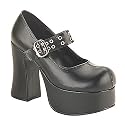 CHARADE-05 4 1/2" Blk Pu Eyelette Strap M/J Sho