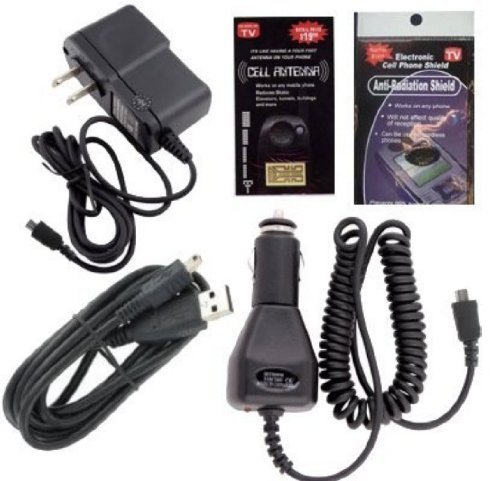 Samsung Galaxy Prevail Charging Kit: Car Charger, House Charger and USB Charger with Free Antenna Booster and Anti Radiation Shield.