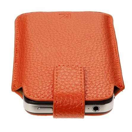 Chelsea Slip in Leather Case for iPhone 4G/4S-Hot Orange