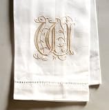 Set of 6 Monogram Embroidered Guest Towel - W