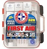 First Aid Kit With Hard Case 326 Pieces Exceeds OSHA and ANSI Guidelines