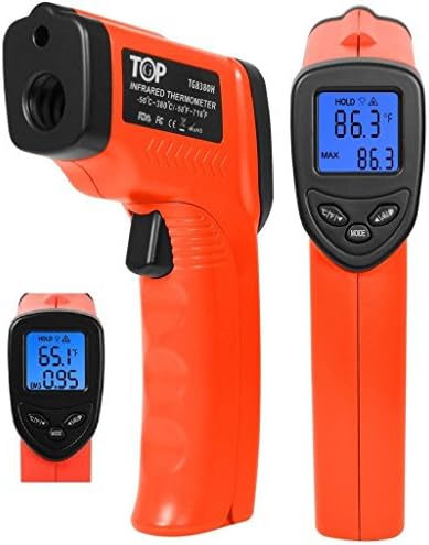 TopG FDA Approved Non-contact Infrared (IR) Thermometer (-58 °F to +716°F) w/ Laser Sight MAX Display and Emissivity Adjustable - Instant Temps for Industrial, Electrical, Environmental, Automotive, HVAC, Energy Audits -Kitchen, Cooking - Grill, Fryer, Oven, Wood Stove