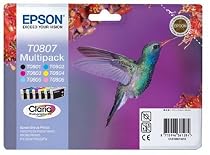 Epson T0807 original Claria multipack ink cartridge Comprising T0801 black, T0802 cyan blue, T0803 magenta red T0804 yellow T0805 light cyan T0806 light magenta