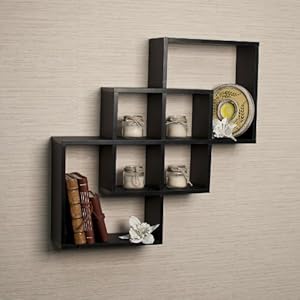 Intersecting Squares Decorative Black Wall Shelf