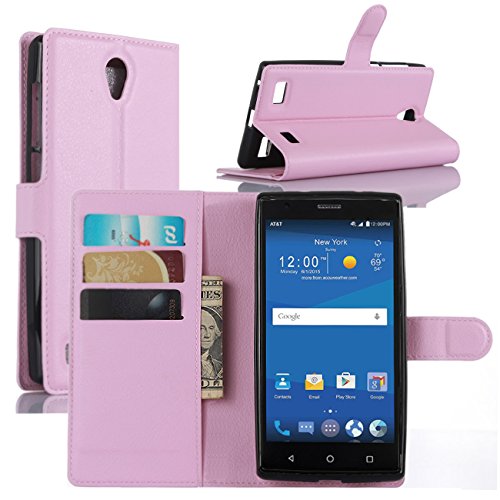 ZTE Zmax 2 Cases, Premium PU Leather Wallet Flip Case Cover with Stand Card Holder for ZTE Zmax 2 Mobile Phone (Wallet - Pink)