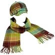 Ladies Winter Plaid Adjustable Newsboy Cap Hat Softer Cashmere Scarf Set Brown