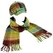 Ladies Winter Plaid Adjustable Newsboy Cap Hat Softer Cashmere Scarf Set Brown
