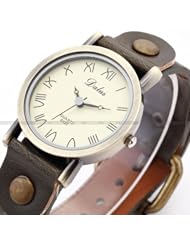 Watches For Women DARK GREEN EC103 Dalas Retro Bronze Case Lady Women Bracelet Leather Quartz Watch