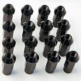Honda Acura M12x 1.5mm 16 Pieces Black Aluminum Open Ended Wheel Lug Nut Nuts