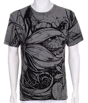 "JiPPiJ" All Over Big Flower Discharge Screen Printed Cotton Adult Mens Fashion T-Shirt - Sale !