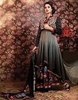 Grey \ Pista Pure Chiffon Suit with Dupatta LMMSU6100