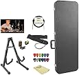 Electric Guitar Accessory Pack with Hard Case, Stand, Strap, Cable, Online Lesson, Pick Holder, Tuner, Cloth and Picks