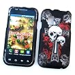 Samsung Fascinate i500 Galaxy S (Verizon) Rubberized Snap On Protector Hard Case "Cross 'N Skulls" Design