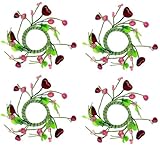 Valentine's Day Heart & Pip Berry Candle or Napkin Rings - Set of 4