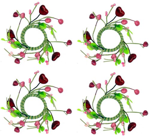 Valentine's Day Heart & Pip Berry Candle or Napkin Rings - Set of 4