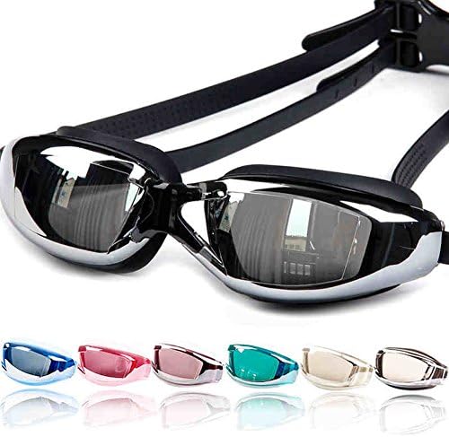 Valonee Adult Mirrored Swim Goggles-U.V. Protection, Anti-fog, Anti-Shatter-Easily Adjustable, Environment Friendly Strap with Plastic Buckle for Easy Removal for Women and Men, Gray