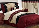 7-Pieces Burgundy Embroidery Tree Branch with Leaf Comforter Set Bed-in-a-bag Full or Double Size Bedding