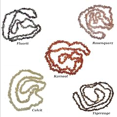 Edelstein Splitterketten 5er Pack 90 cm Kette Calcit Fluorit Karneol Rosenquarz Tigerauge Kettensortiment