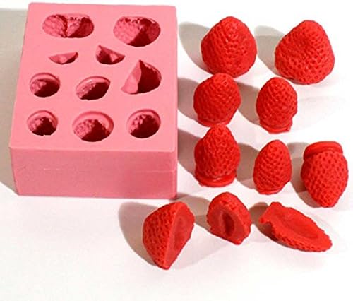 Strawberry 1pcs with 10cav Cake Decorating Fondant Silicone Mold Sugar Craft Mold Mini Mold