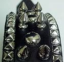 22 Inch Black Leather Spiked / Studded Dog Collar