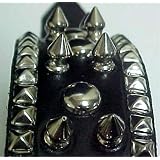 22 Inch Black Leather Spiked Studded Dog Collar