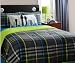 Gray, Blue & Green Guitar Rockstar Full Comforter Set (4 Piece Bedding)