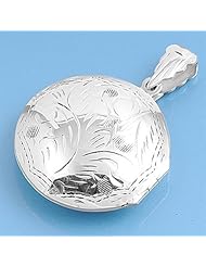 Sterling Silver Round Etched Locket Love Pendant Gift Charm Pure 925 New 31mm (Pendant ONLY)