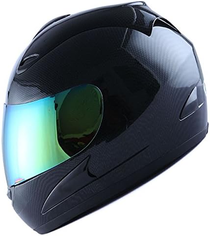 WOW Motorcycle Full Face Helmet Street Bike Carbon Fiber Black