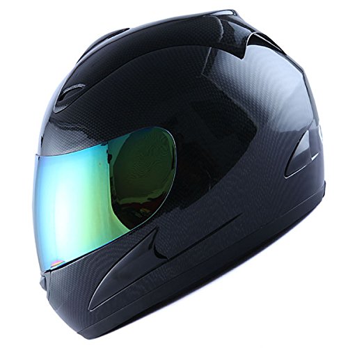 WOW Motorcycle Full Face Helmet Street Bike Carbon Fiber Black