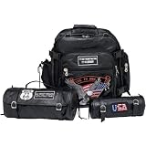 Review Diamond Cut  / Diamond Plate™ 3pc Rock Design Genuine Buffalo Leather Motorcycle Bag Set