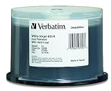 Verbatim 97053 DataLifePlus 25 GB 4x Blu-ray Single-Layer Recordable White Inkjet Hub Printable Disc  BD-R, 50 Disc Spindle