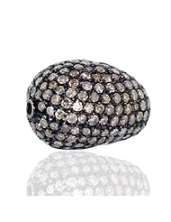 14*12mm Diamond Pave Nugget Shape Bead .925 Sterling Silver Jewelry