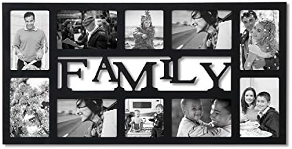 StarHomes Sweet Family Floating "Friends" Black Wooden Wall Hanging Collage Picture Photo Frame - 10 Openings (4x4 in, 4x6 in)