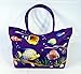 Waterproof Jumbo Purple Canvas Beach Bag Tropical Fish Design Zipper Closure 24 x 15 x 6