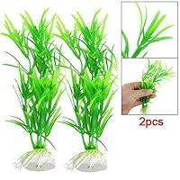 Como Green Plastic 6.7' Grass Fish Tank Aquarium Plants Decor 2Pcs
