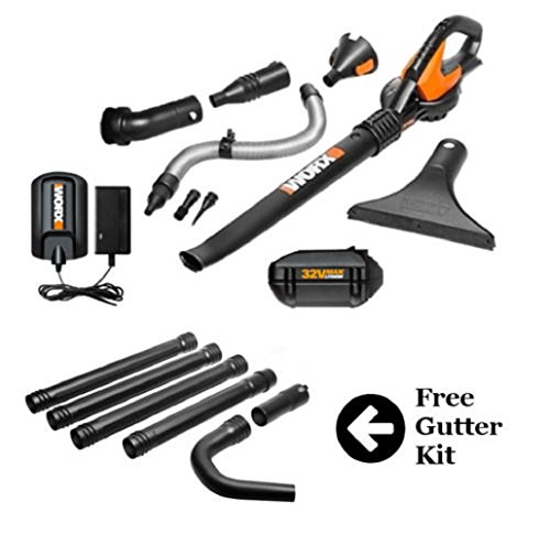WG575.1 WORX 32V Lithium Cordless Blower, Attachments & FREE Gutter Cleaning Kit