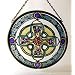 Green Celtic Manx Cross in Stained Glass