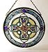 Green Celtic Manx Cross in Stained Glass