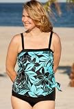 Maxine® Nature Walk Plus Size Bandeau Side Tie Swimsuit - Plus Size Swimsuit Plus Size Swimsuit