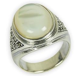 Designer Ring Sterling Silver Pearl Jewelry US Size 10 1/4