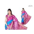 Pink and Blue Bandhani Sareee